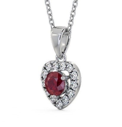 Halo Ruby and Diamond 0.90ct Pendant 18K White Gold GEMPNT2_WG_RU_THUMB1 