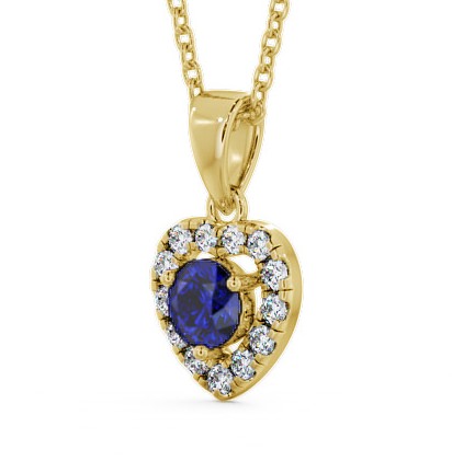 Halo Blue Sapphire and Diamond 0.90ct Pendant 9K Yellow Gold GEMPNT2_YG_BS_THUMB1