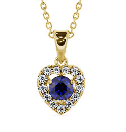  Halo Blue Sapphire and Diamond 0.90ct Pendant 9K Yellow Gold - Arletta GEMPNT2_YG_BS_THUMB2 