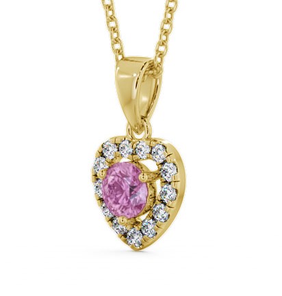 Halo Pink Sapphire and Diamond 0.90ct Pendant 9K Yellow Gold GEMPNT2_YG_PS_THUMB1