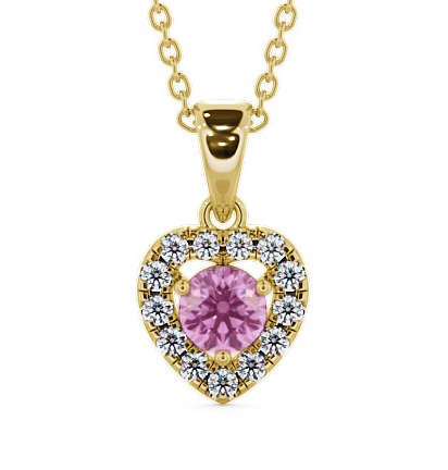  Halo Pink Sapphire and Diamond 0.90ct Pendant 9K Yellow Gold - Arletta GEMPNT2_YG_PS_THUMB2 