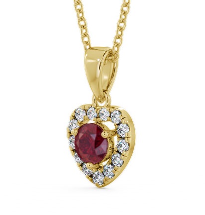 Halo Ruby and Diamond 0.90ct Pendant 18K Yellow Gold GEMPNT2_YG_RU_THUMB1