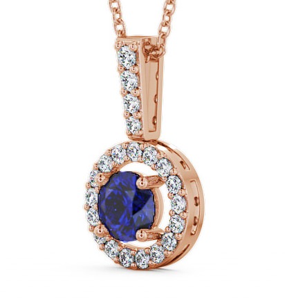 Halo Blue Sapphire and Diamond 1.50ct Pendant 18K Rose Gold GEMPNT3_RG_BS_THUMB1 