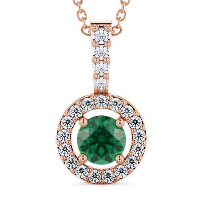  Halo Emerald and Diamond 1.25ct Pendant 18K Rose Gold - Celia GEMPNT3_RG_EM_THUMB2 