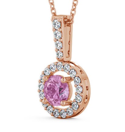 Halo Pink Sapphire and Diamond 1.50ct Pendant 18K Rose Gold - Celia GEMPNT3_RG_PS_THUMB1