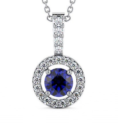  Halo Blue Sapphire and Diamond 1.50ct Pendant 9K White Gold - Celia GEMPNT3_WG_BS_THUMB2 