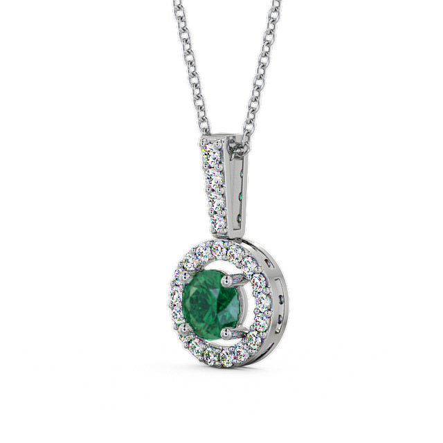 Halo Emerald and Diamond 1.25ct Pendant 18K White Gold - Celia GEMPNT3_WG_EM_THUMB2