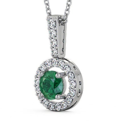 Halo Emerald and Diamond 1.25ct Pendant 18K White Gold GEMPNT3_WG_EM_THUMB1 