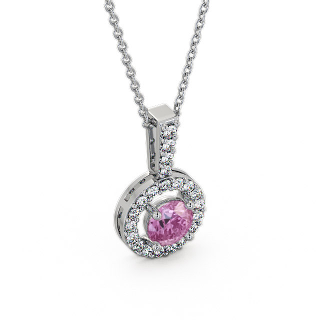 Halo Pink Sapphire and Diamond 1.50ct Pendant 18K White Gold - Celia GEMPNT3_WG_PS_THUMB2
