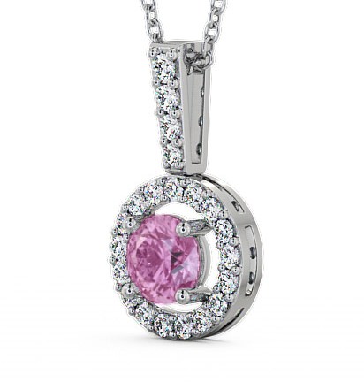 Halo Pink Sapphire and Diamond 1.50ct Pendant 18K White Gold - Celia GEMPNT3_WG_PS_THUMB1