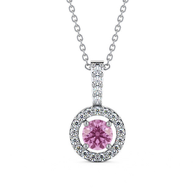 Halo Pink Sapphire and Diamond 1.50ct Pendant 18K White Gold - Celia GEMPNT3_WG_PS_THUMB2