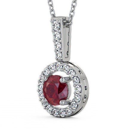 Halo Ruby and Diamond 1.50ct Pendant 18K White Gold GEMPNT3_WG_RU_THUMB1 