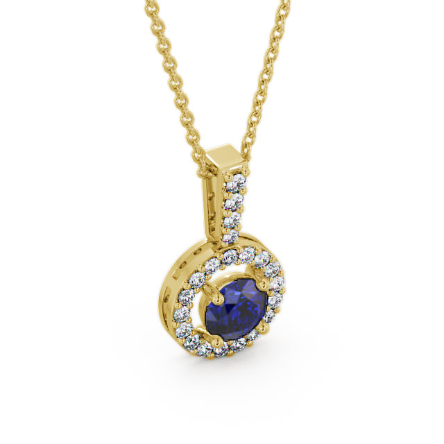 Halo Blue Sapphire and Diamond 1.50ct Pendant 9K Yellow Gold - Celia GEMPNT3_YG_BS_THUMB2