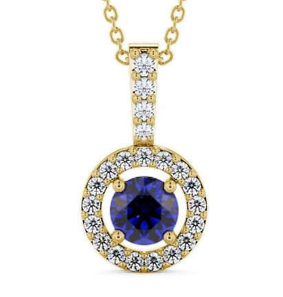  Halo Blue Sapphire and Diamond 1.50ct Pendant 18K Yellow Gold - Celia GEMPNT3_YG_BS_THUMB2 