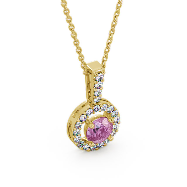 Halo Pink Sapphire and Diamond 1.50ct Pendant 9K Yellow Gold - Celia GEMPNT3_YG_PS_THUMB2