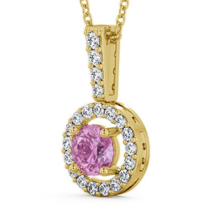 Halo Pink Sapphire and Diamond 1.50ct Pendant 9K Yellow Gold - Celia GEMPNT3_YG_PS_THUMB1