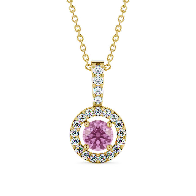 Halo Pink Sapphire and Diamond 1.50ct Pendant 9K Yellow Gold - Celia GEMPNT3_YG_PS_THUMB2
