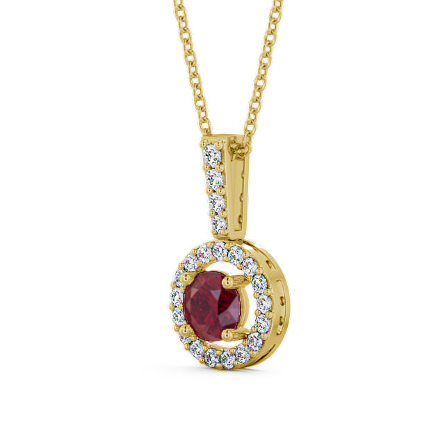 Halo Ruby and Diamond 1.50ct Pendant 9K Yellow Gold - Celia GEMPNT3_YG_RU_THUMB2