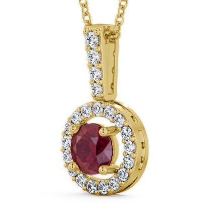 Halo Ruby and Diamond 1.50ct Pendant 18K Yellow Gold GEMPNT3_YG_RU_THUMB1