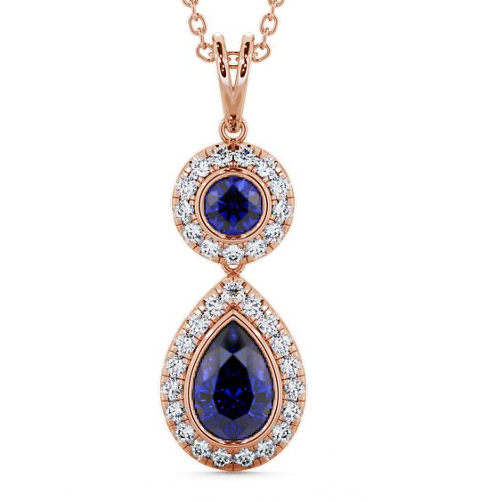  Drop Style Blue Sapphire and Diamond 1.82ct Pendant 18K Rose Gold - Seren GEMPNT4_RG_BS_THUMB2 