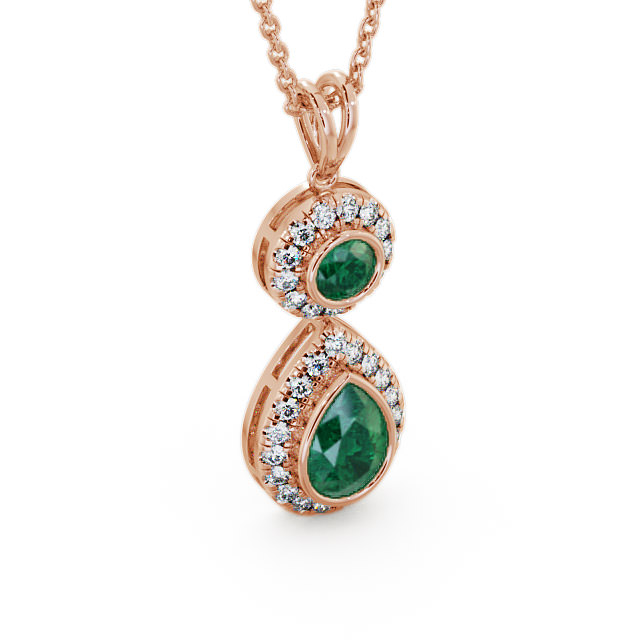Drop Style Emerald and Diamond 1.60ct Pendant 18K Rose Gold - Seren GEMPNT4_RG_EM_THUMB2