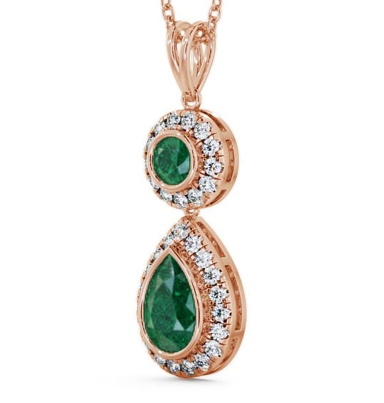  Drop Style Emerald and Diamond 1.60ct Pendant 9K Rose Gold - Seren GEMPNT4_RG_EM_THUMB1 