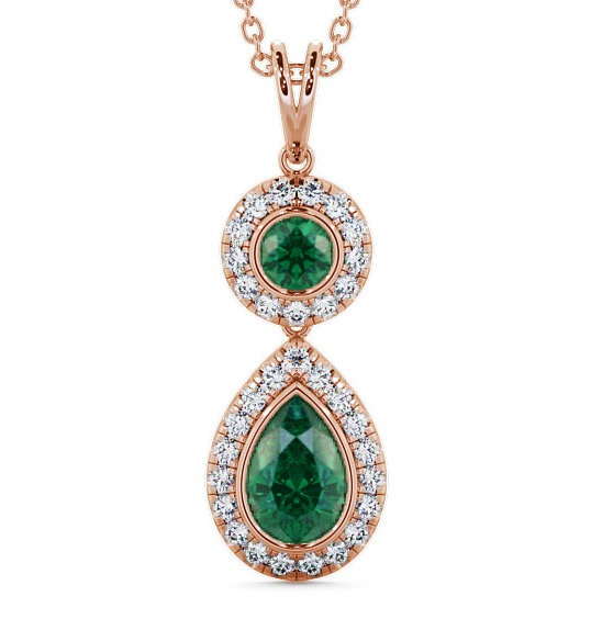  Drop Style Emerald and Diamond 1.60ct Pendant 9K Rose Gold - Seren GEMPNT4_RG_EM_THUMB2 