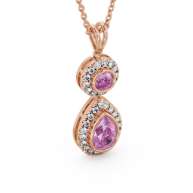 Drop Style Pink Sapphire and Diamond 1.82ct Pendant 18K Rose Gold - Seren GEMPNT4_RG_PS_THUMB2