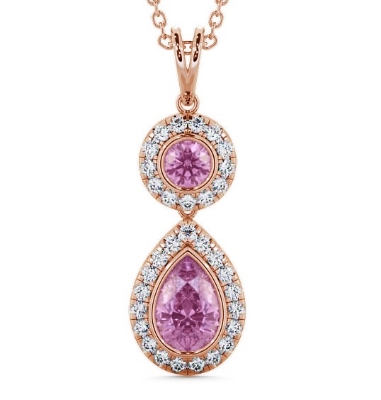  Drop Style Pink Sapphire and Diamond 1.82ct Pendant 18K Rose Gold - Seren GEMPNT4_RG_PS_THUMB2 