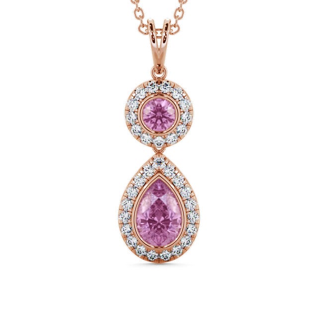 Drop Style Pink Sapphire and Diamond 1.82ct Pendant 18K Rose Gold - Seren GEMPNT4_RG_PS_THUMB2