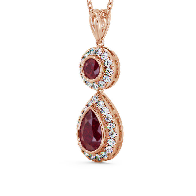 Drop Style Ruby and Diamond 1.82ct Pendant 18K Rose Gold - Seren GEMPNT4_RG_RU_THUMB2