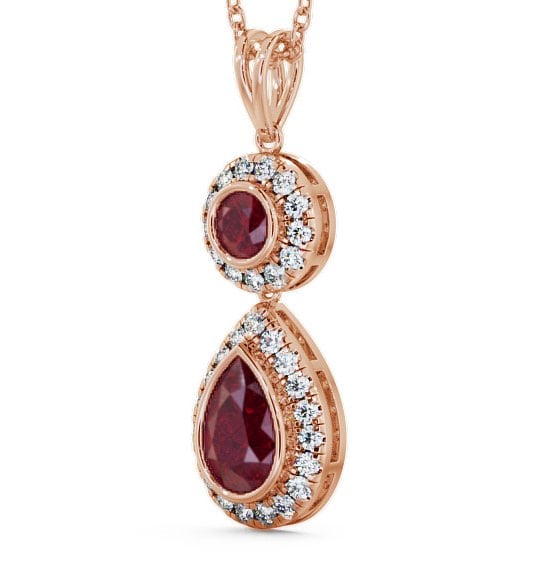 Drop Style Ruby and Diamond 1.82ct Pendant 9K Rose Gold GEMPNT4_RG_RU_THUMB1