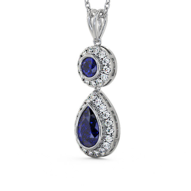 Drop Style Blue Sapphire and Diamond 1.82ct Pendant 9K White Gold - Seren GEMPNT4_WG_BS_THUMB2