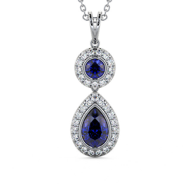Drop Style Blue Sapphire and Diamond 1.82ct Pendant 9K White Gold - Seren GEMPNT4_WG_BS_THUMB2