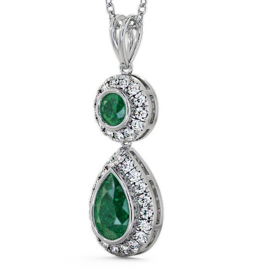  Drop Style Emerald and Diamond 1.60ct Pendant 18K White Gold - Seren GEMPNT4_WG_EM_THUMB1 