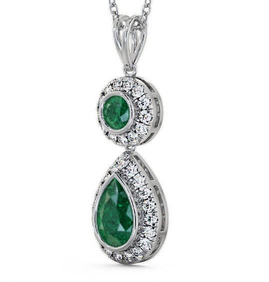 Drop Style Emerald and Diamond 1.60ct Pendant 18K White Gold GEMPNT4_WG_EM_THUMB1