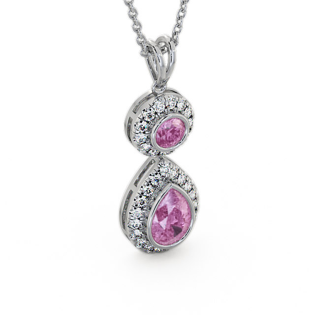 Drop Style Pink Sapphire and Diamond 1.82ct Pendant 9K White Gold - Seren GEMPNT4_WG_PS_THUMB2