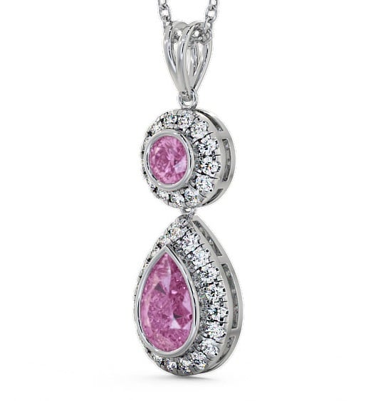 Drop Style Pink Sapphire and Diamond 1.82ct Pendant 9K White Gold - Seren GEMPNT4_WG_PS_THUMB1
