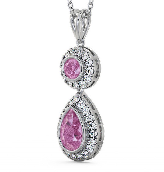 Drop Style Pink Sapphire and Diamond 1.82ct Pendant 18K White Gold GEMPNT4_WG_PS_THUMB1