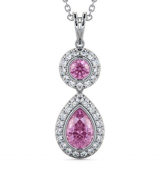 Drop Style Pink Sapphire and Diamond 1.82ct Pendant 18K White Gold GEMPNT4_WG_PS_THUMB2 