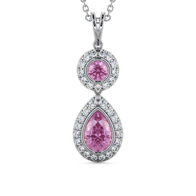 Drop Style Pink Sapphire and Diamond 1.82ct Pendant 18K White Gold - Seren GEMPNT4_WG_PS_THUMB2