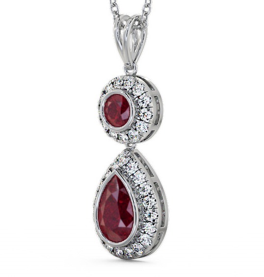 Drop Style Ruby and Diamond 1.82ct Pendant 18K White Gold GEMPNT4_WG_RU_THUMB1 