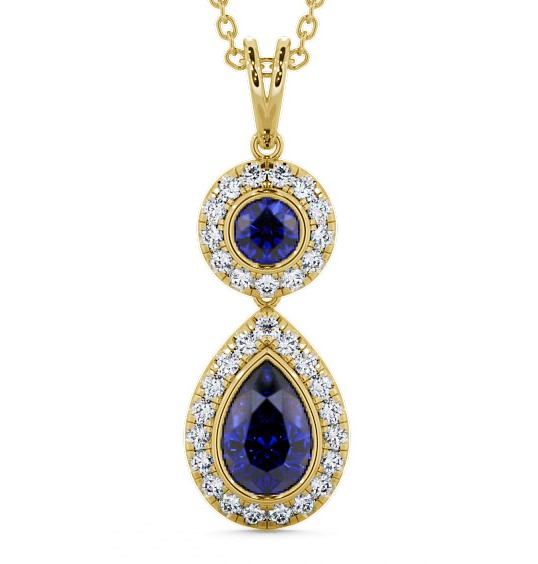  Drop Style Blue Sapphire and Diamond 1.82ct Pendant 18K Yellow Gold - Seren GEMPNT4_YG_BS_THUMB2 