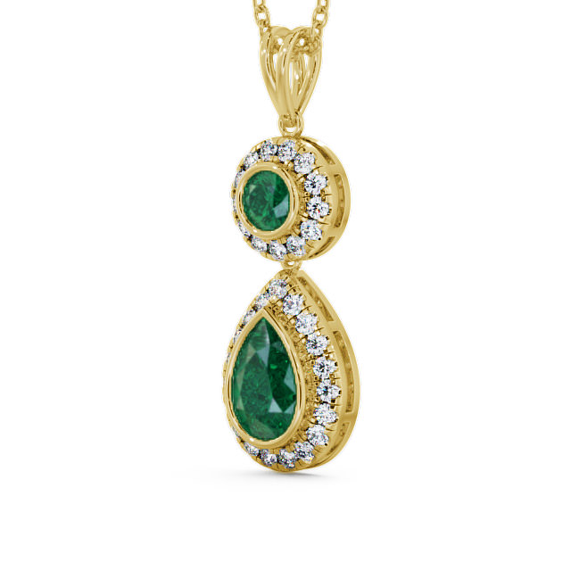 Drop Style Emerald and Diamond 1.60ct Pendant 18K Yellow Gold - Seren GEMPNT4_YG_EM_THUMB2