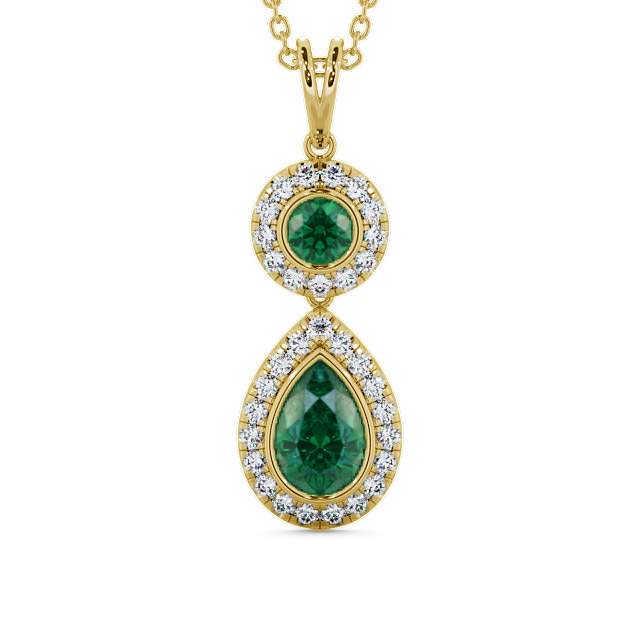 Drop Style Emerald and Diamond 1.60ct Pendant 18K Yellow Gold - Seren GEMPNT4_YG_EM_THUMB2