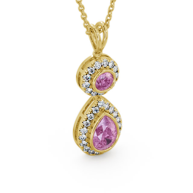 Drop Style Pink Sapphire and Diamond 1.82ct Pendant 18K Yellow Gold - Seren GEMPNT4_YG_PS_THUMB2