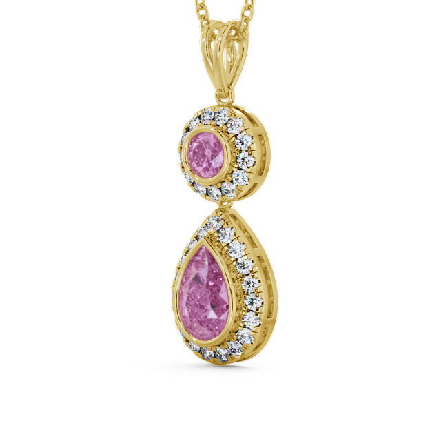 Drop Style Pink Sapphire and Diamond 1.82ct Pendant 9K Yellow Gold - Seren GEMPNT4_YG_PS_THUMB2