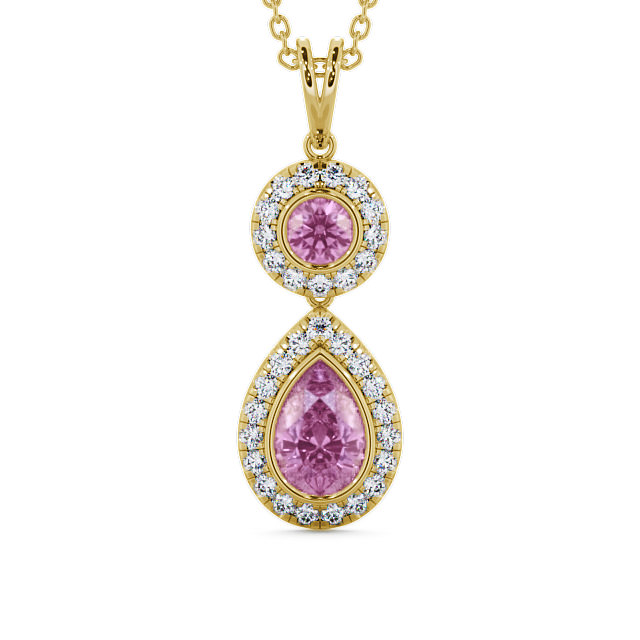 Drop Style Pink Sapphire and Diamond 1.82ct Pendant 18K Yellow Gold - Seren GEMPNT4_YG_PS_THUMB2