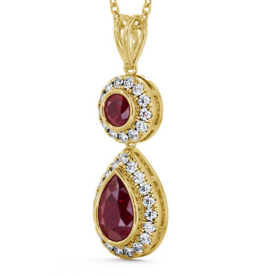 Drop Style Ruby and Diamond 1.82ct Pendant 9K Yellow Gold GEMPNT4_YG_RU_THUMB1