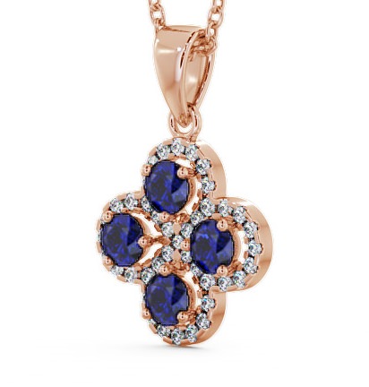 Cluster Blue Sapphire and Diamond 1.05ct Pendant 9K Rose Gold GEMPNT5_RG_BS_THUMB1